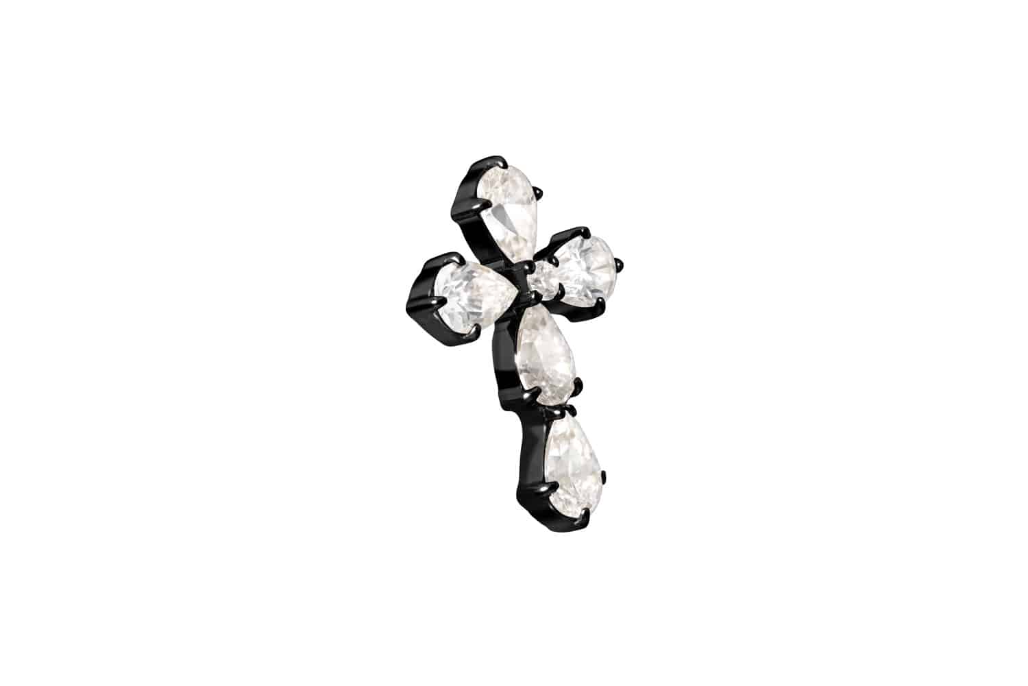 Titan Schraubaufsatz mit Außengewinde KRISTALLKREUZ von Piercingline